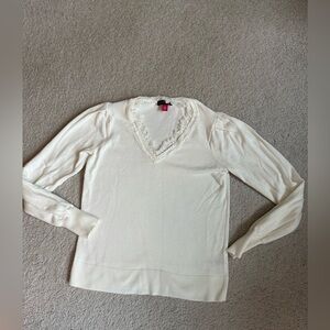 Vince Camuto white Lace V-Neck Top